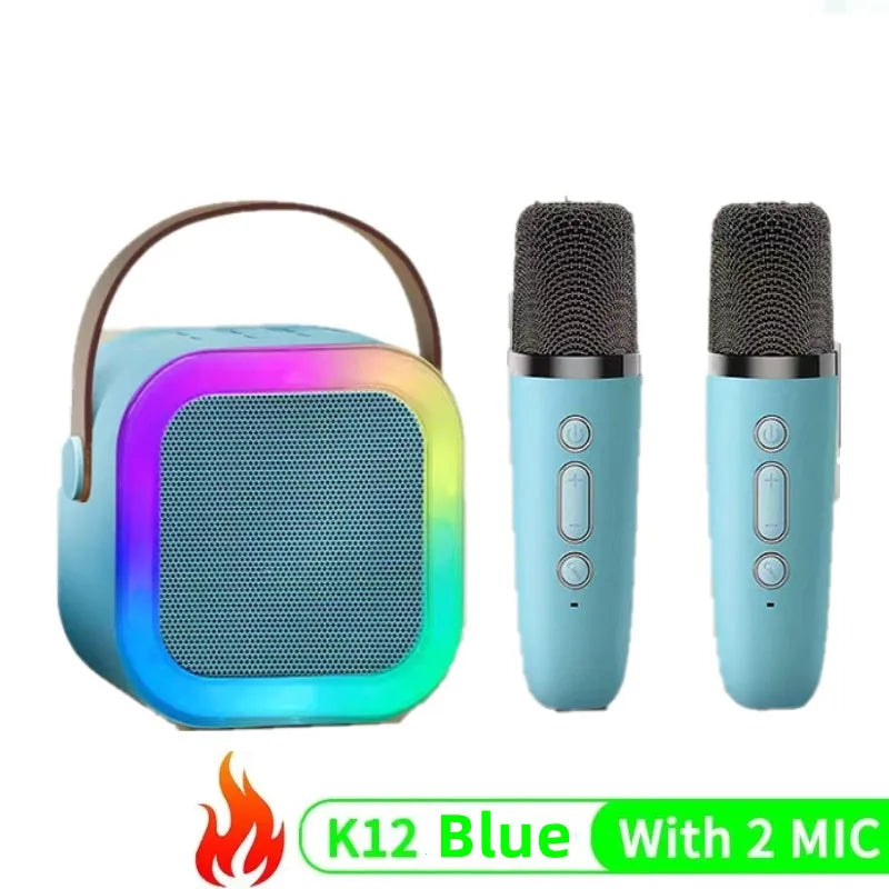K12 Wireless Microphone Karaoke Machine Bluetooth Speaker KTV HIFI Stereo Sound RGB Colorful LED Lights for Outdoor Home Party